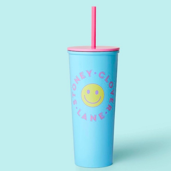 Stoney Clover Lane Accessories - New Stoney clover lane smiley face tumbler logo cup with straw in turquoise